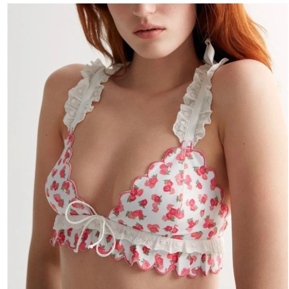 For Love and Lemons Baby Blooms Triangle Bralette Size Medium‎